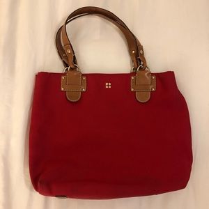 Red Kate Spade Tote with Leopard Lining